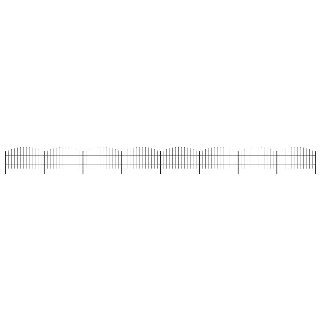 vidaXL Záhradný plot s hrotmi, oceľ (0,75-1)x13,6 m, čierny