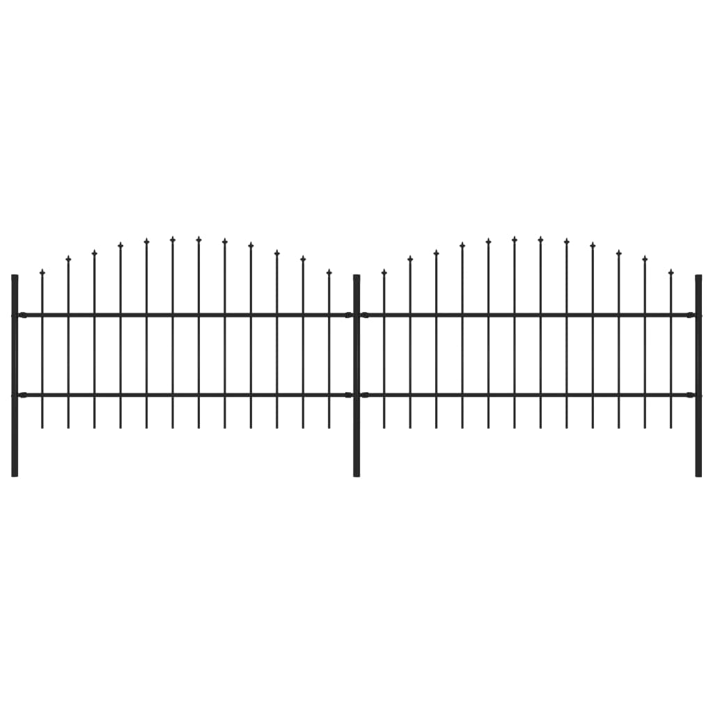 vidaXL Záhradný plot s hrotmi, oceľ (0,75-1)x3,4 m, čierny