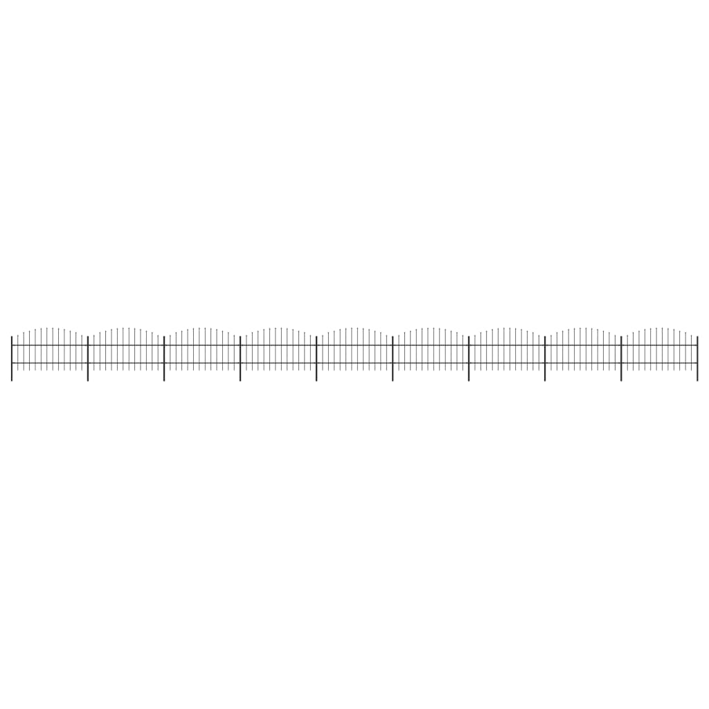vidaXL Záhradný plot s hrotmi, oceľ (0,75-1)x15,3 m, čierny