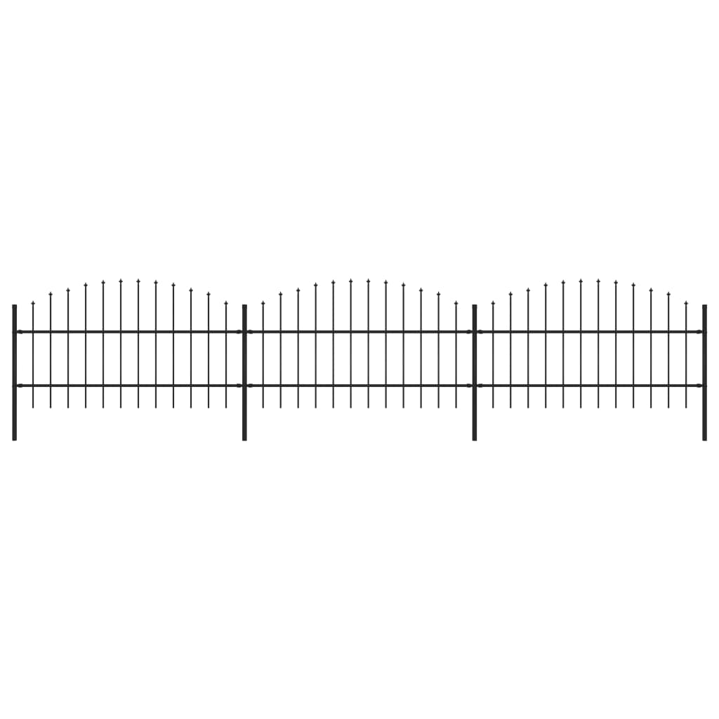 vidaXL Záhradný plot s hrotmi, oceľ (0,75-1)x5,1 m, čierny