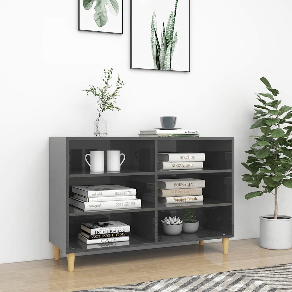 vidaXL Komoda, lesklá sivá 103,5x35x70 cm, kompozitné drevo