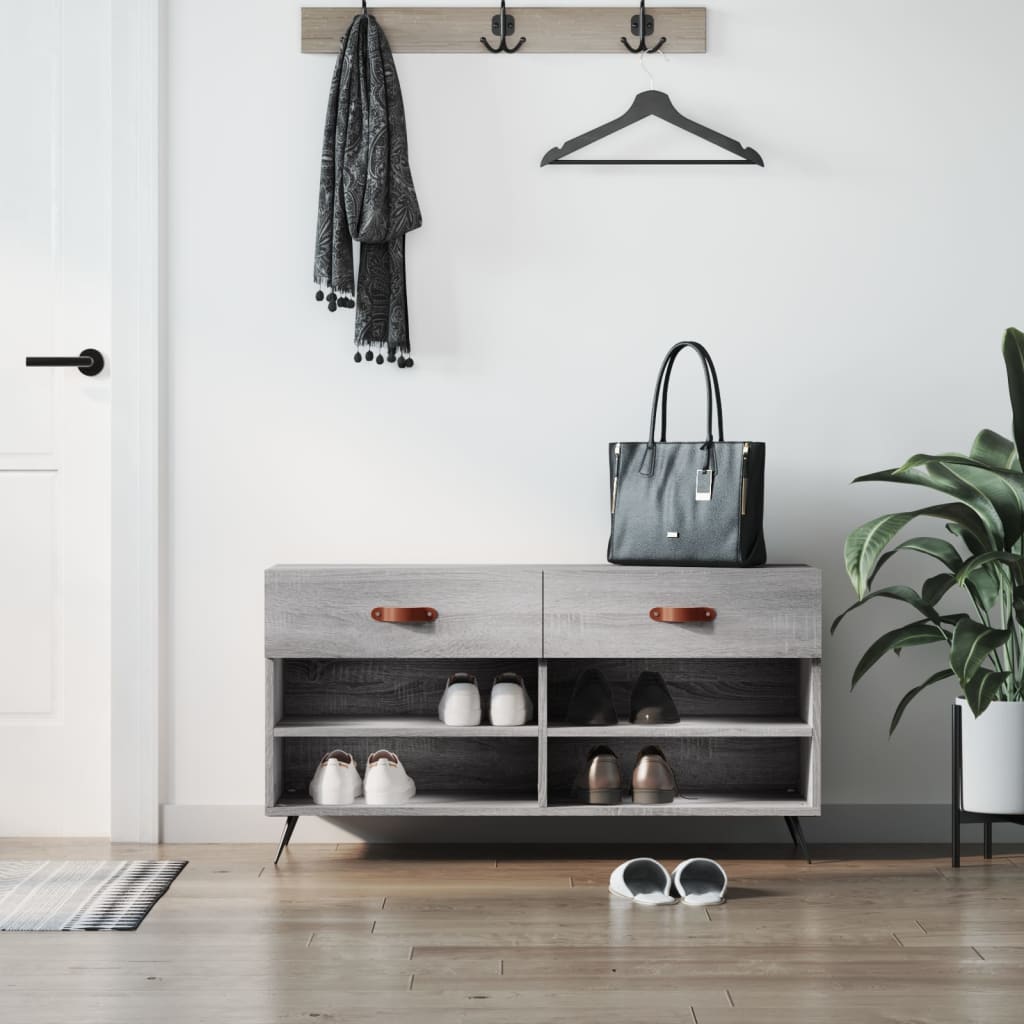 vidaXL Lavička na topánky, sivá sonoma 102x35x55 cm, kompozitné drevo
