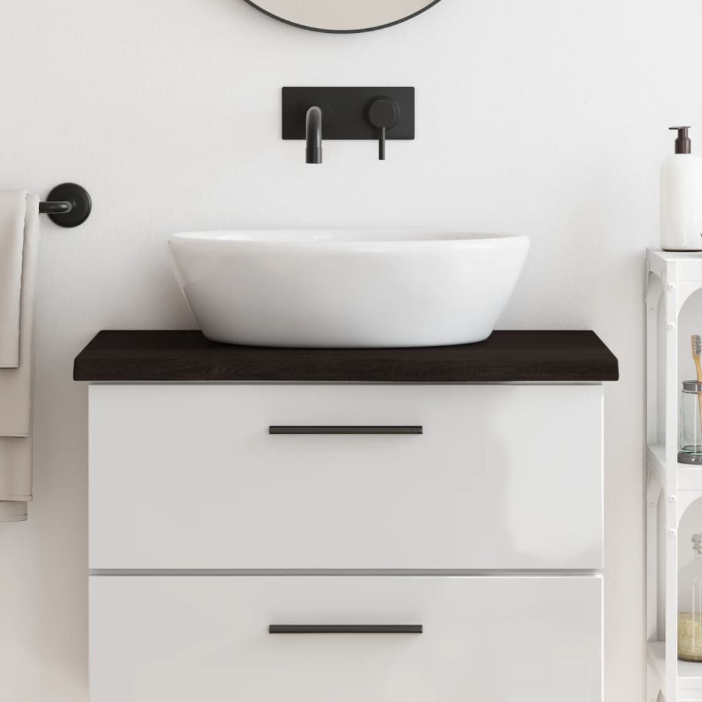 vidaXL Kúpeľňová doska tmavohnedá 80x40x(2-4) cm ošetrený masív
