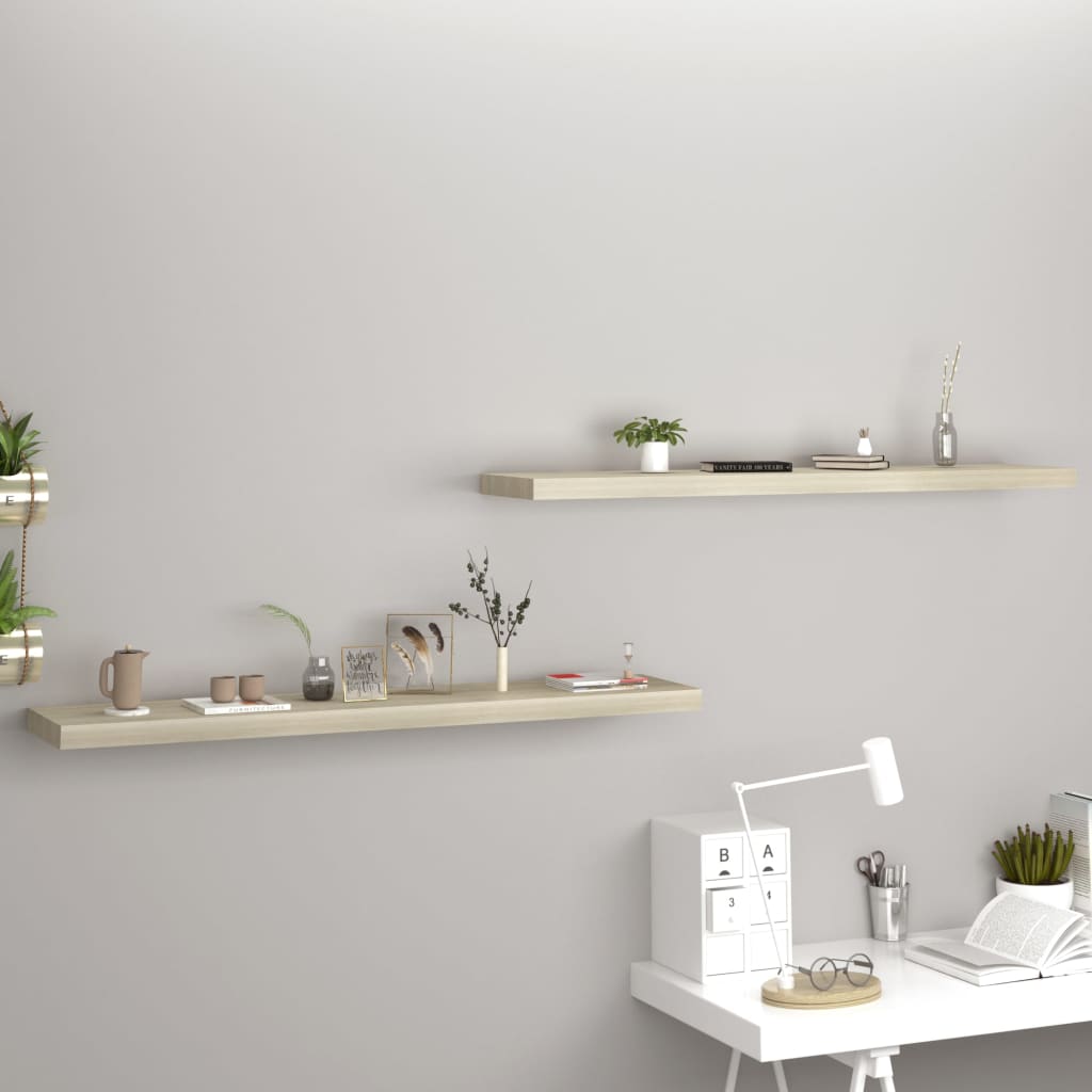 vidaXL Plávajúce nástenné police 2 ks, dubové 120x23,5x3,8 cm, MDF