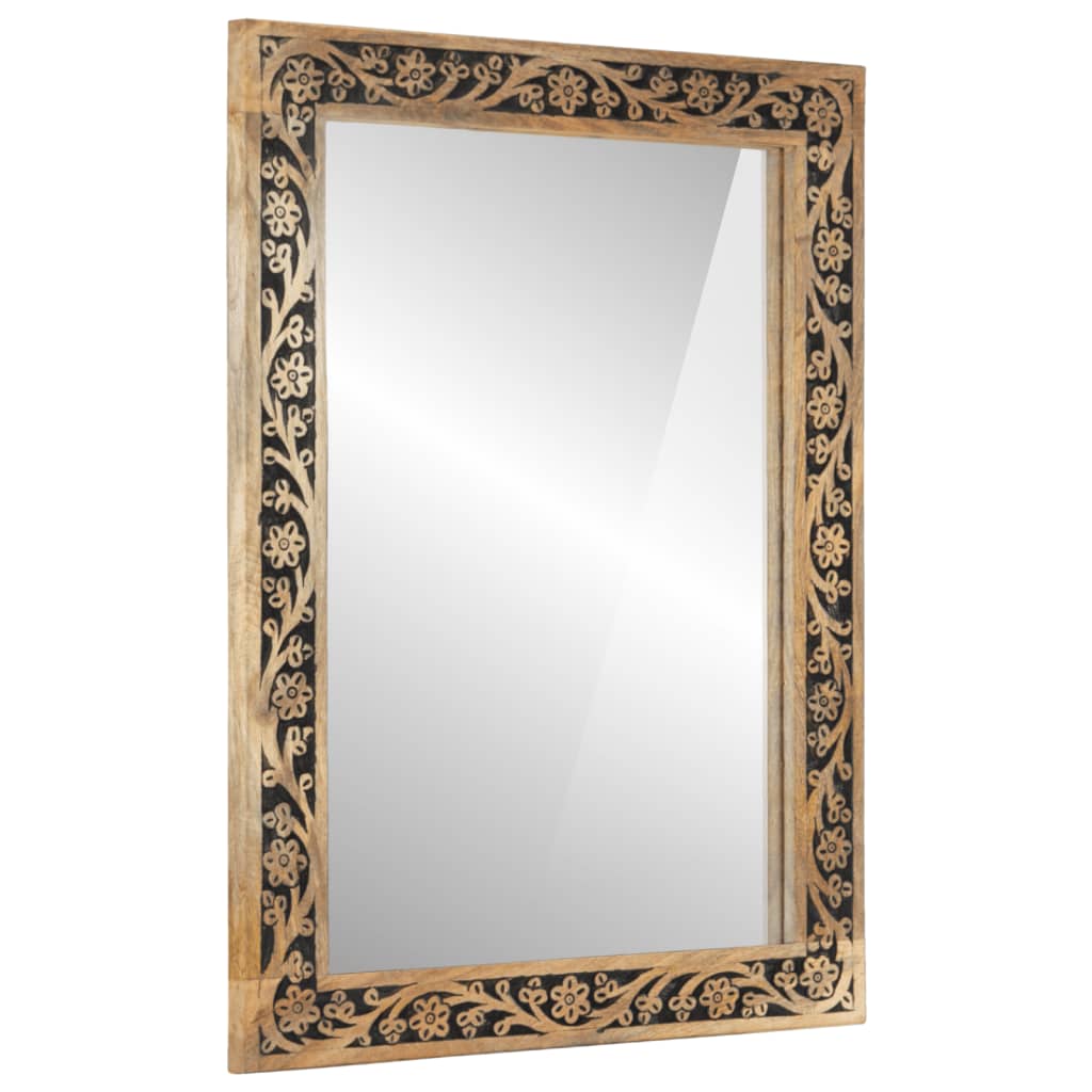 vidaXL Zrkadlo do kúpeľne 50x70x2,5 cm masívny mangovník a sklo
