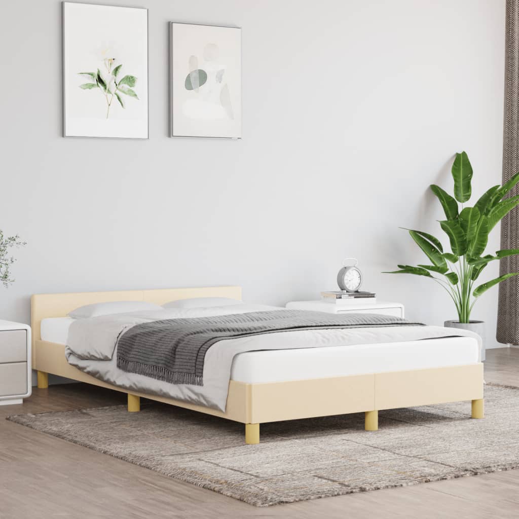 vidaXL Posteľ bez matraca krémová 120x190 cm látka