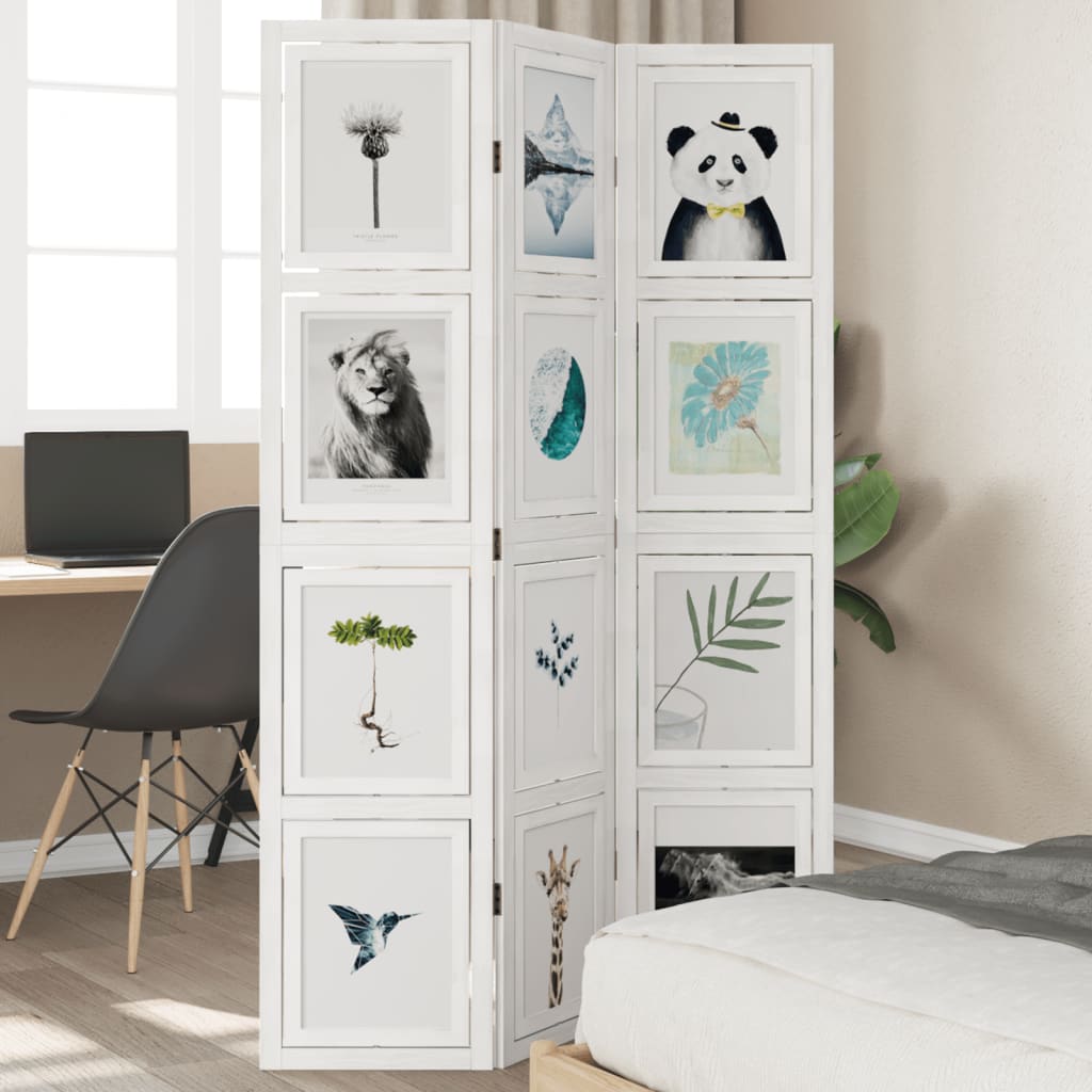 vidaXL Paraván 3 panely biely masívne drevo paulovnie