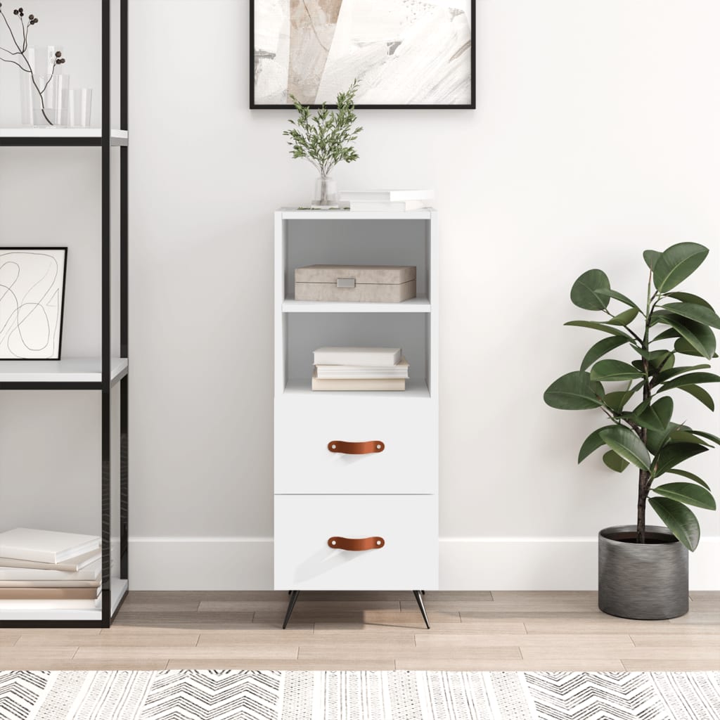 vidaXL Komoda biela 34,5x34x90 cm spracované drevo