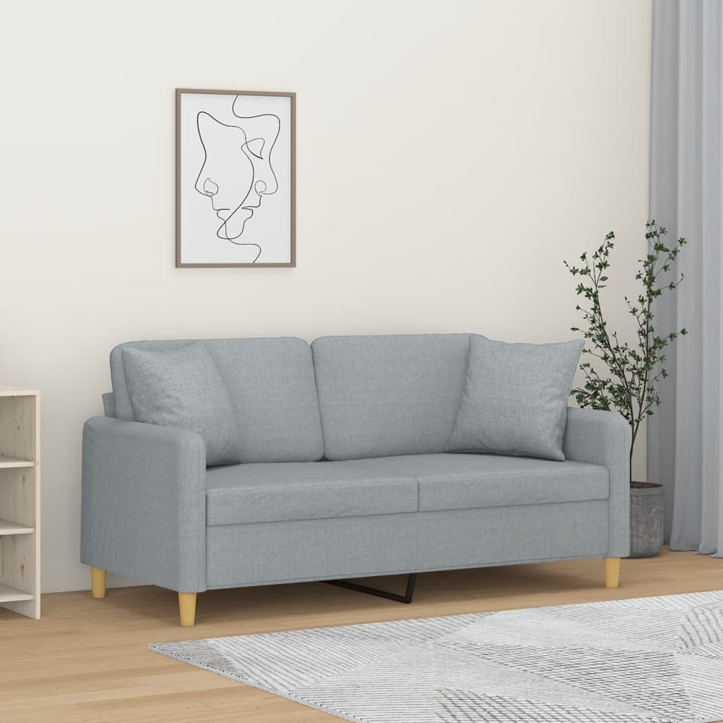 vidaXL 2-miestna pohovka s vankúšmi svetlosivá 140 cm látka
