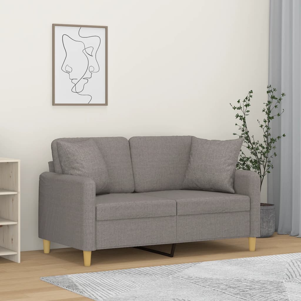 vidaXL 2-miestna pohovka s vankúšmi sivohnedá 120 cm látka