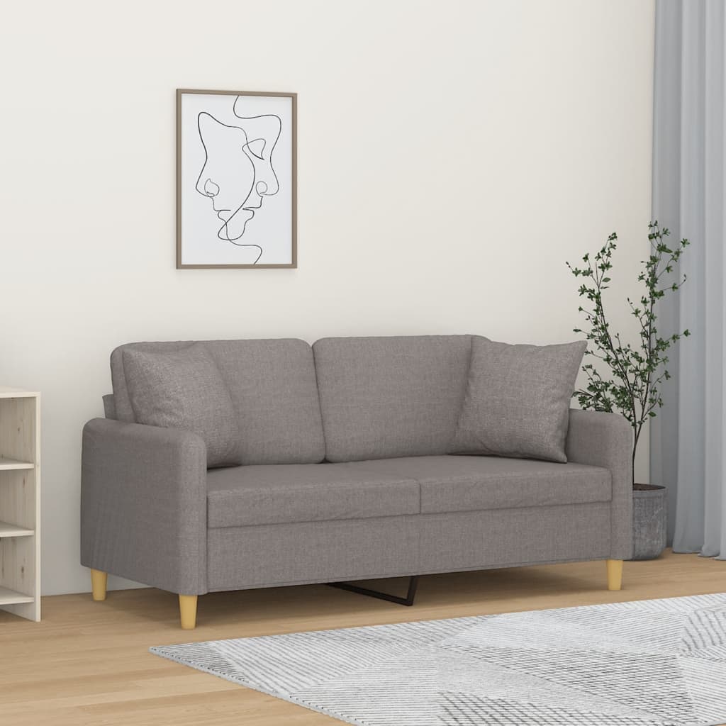vidaXL 2-miestna pohovka s vankúšmi sivohnedá 140 cm látka