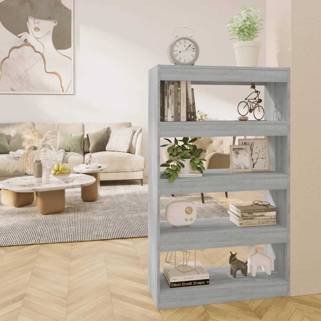 vidaXL Knižnica/deliaca stena sivá sonoma 80x30x135cm kompozitné drevo