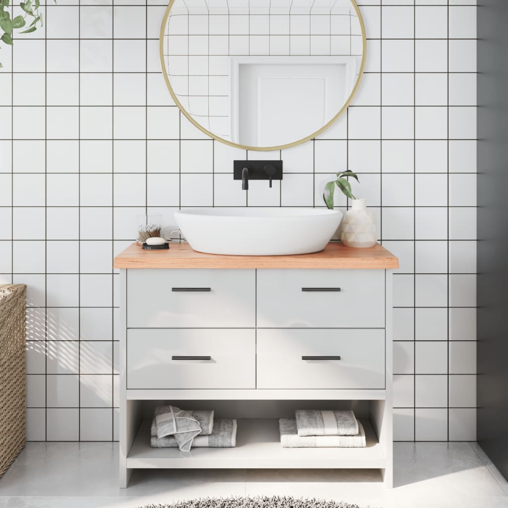 vidaXL Kúpeľňová doska bledohnedá 100x30x(2-4) cm ošetrený masív