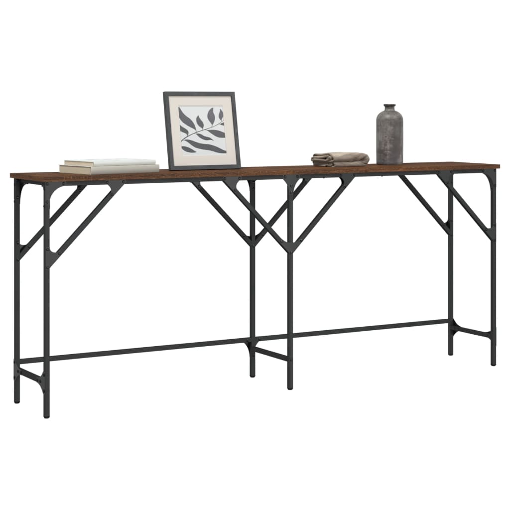 vidaXL Konzolový stolík hnedý dub 180x29x75 cm kompozitné drevo