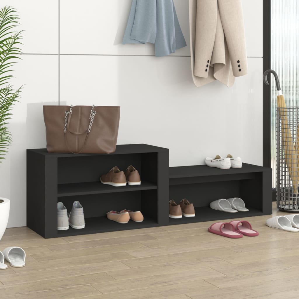 vidaXL Botník čierny 150x35x45 cm spracované drevo