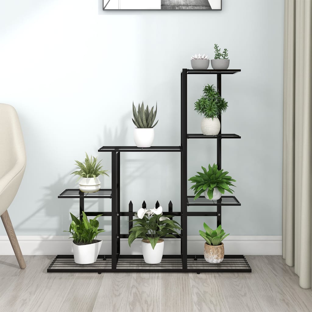 vidaXL Stojan na kvety 94,5x25x88 cm čierny kovový