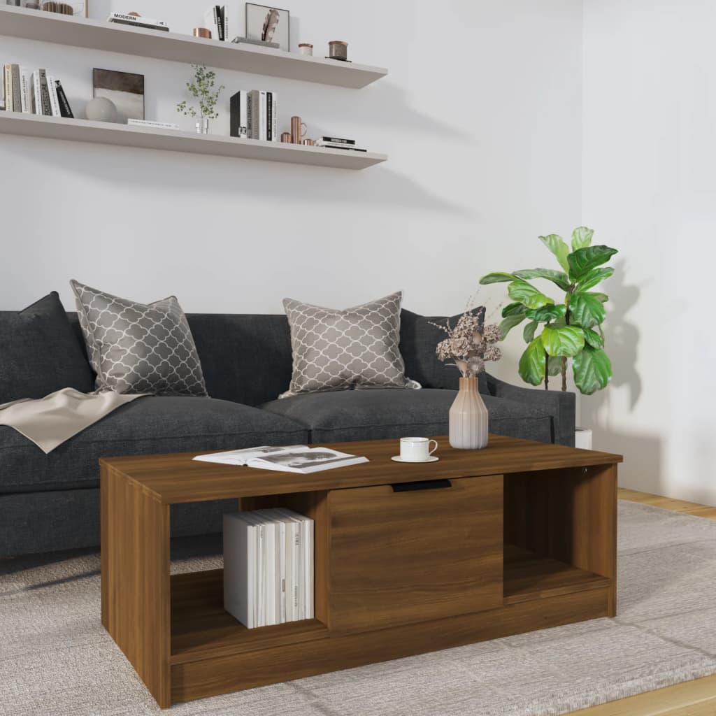 vidaXL Konferenčný stolík hnedý dub 102x50x36 cm kompozitné drevo