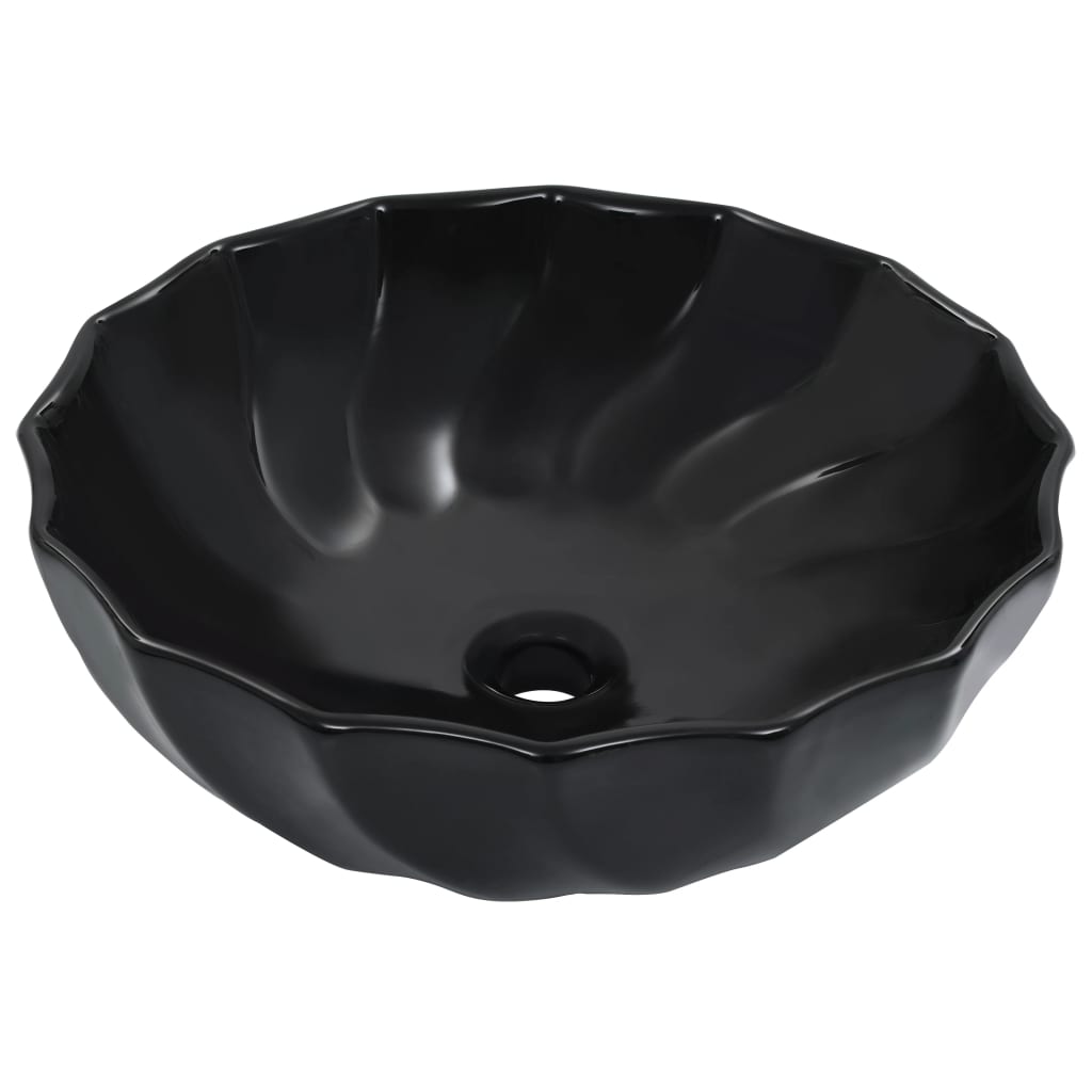 vidaXL Umývadlo čierne 46x17 cm keramické