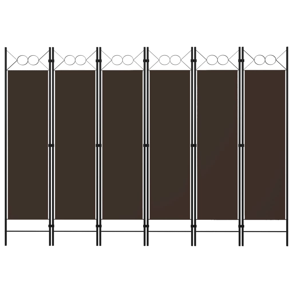 vidaXL Paraván so 6 panelmi, hnedý 240x180 cm