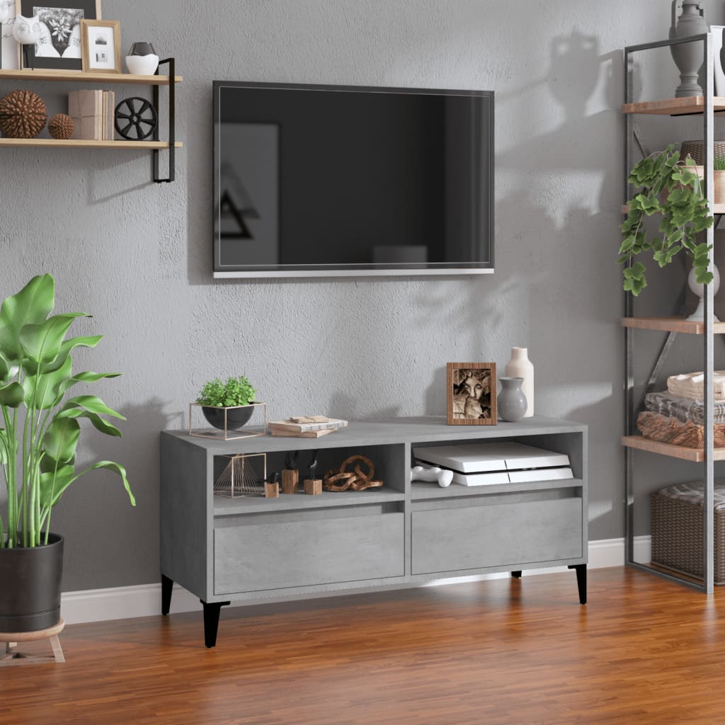vidaXL TV skrinka betónová sivá 100x34,5x44,5 cm spracované drevo