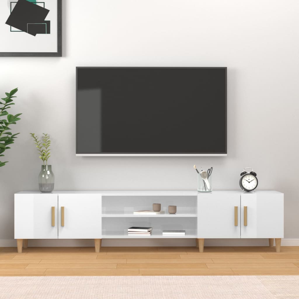 vidaXL TV skrinka lesklá biela 180x31,5x40 cm kompozitné drevo