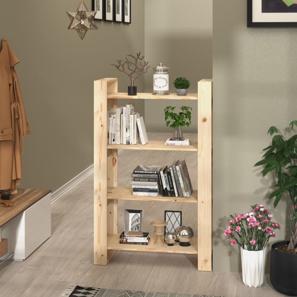 vidaXL Knižnica/deliaca stena 80x35x125 cm masívna borovica