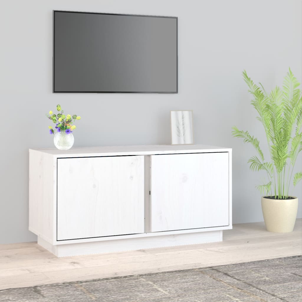 vidaXL TV skrinka biela 80x35x40,5 cm masívna borovica