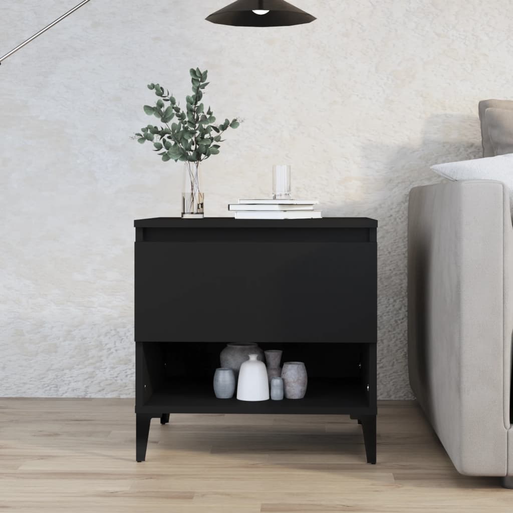 vidaXL Bočný stolík čierny 50x46x50 cm spracované drevo
