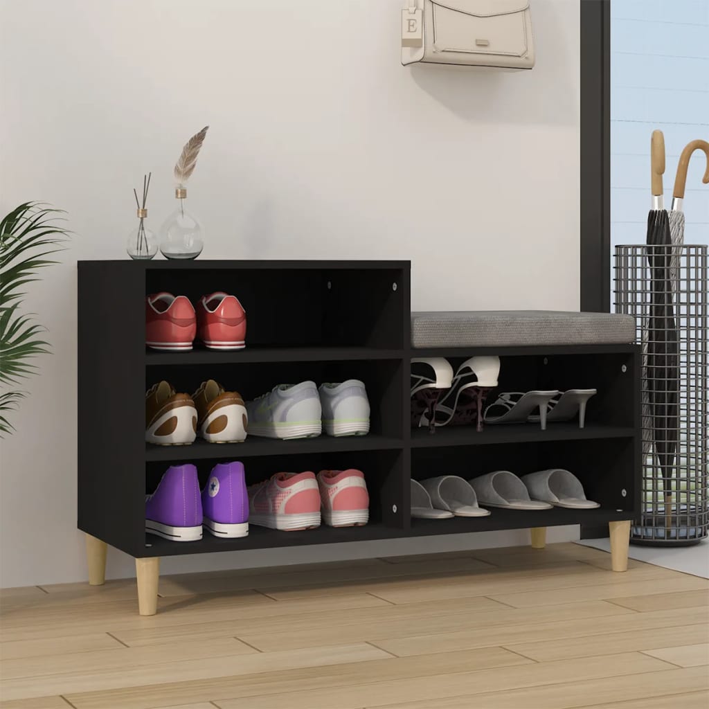 vidaXL Botník čierny 102x36x60 cm spracované drevo