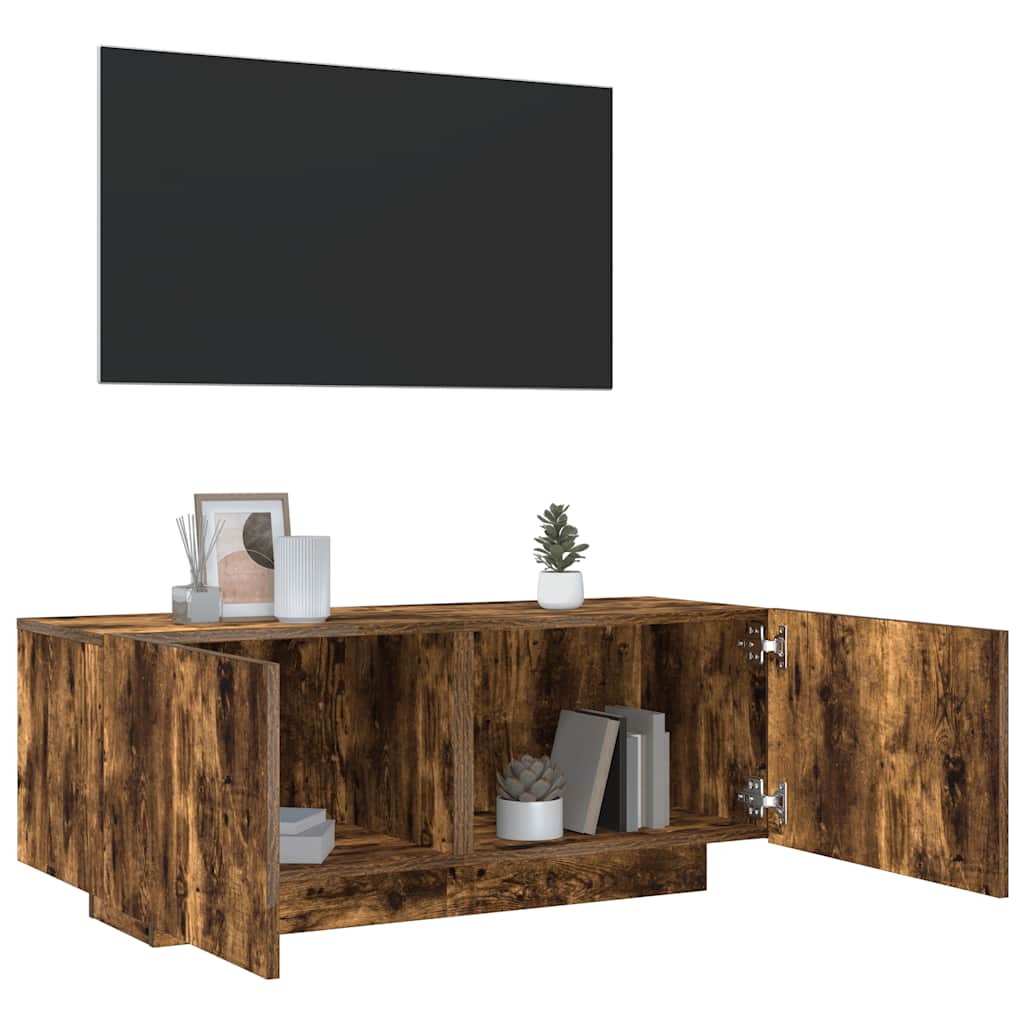 vidaXL TV skrinka dymový dub 100x35x40 cm spracované drevo