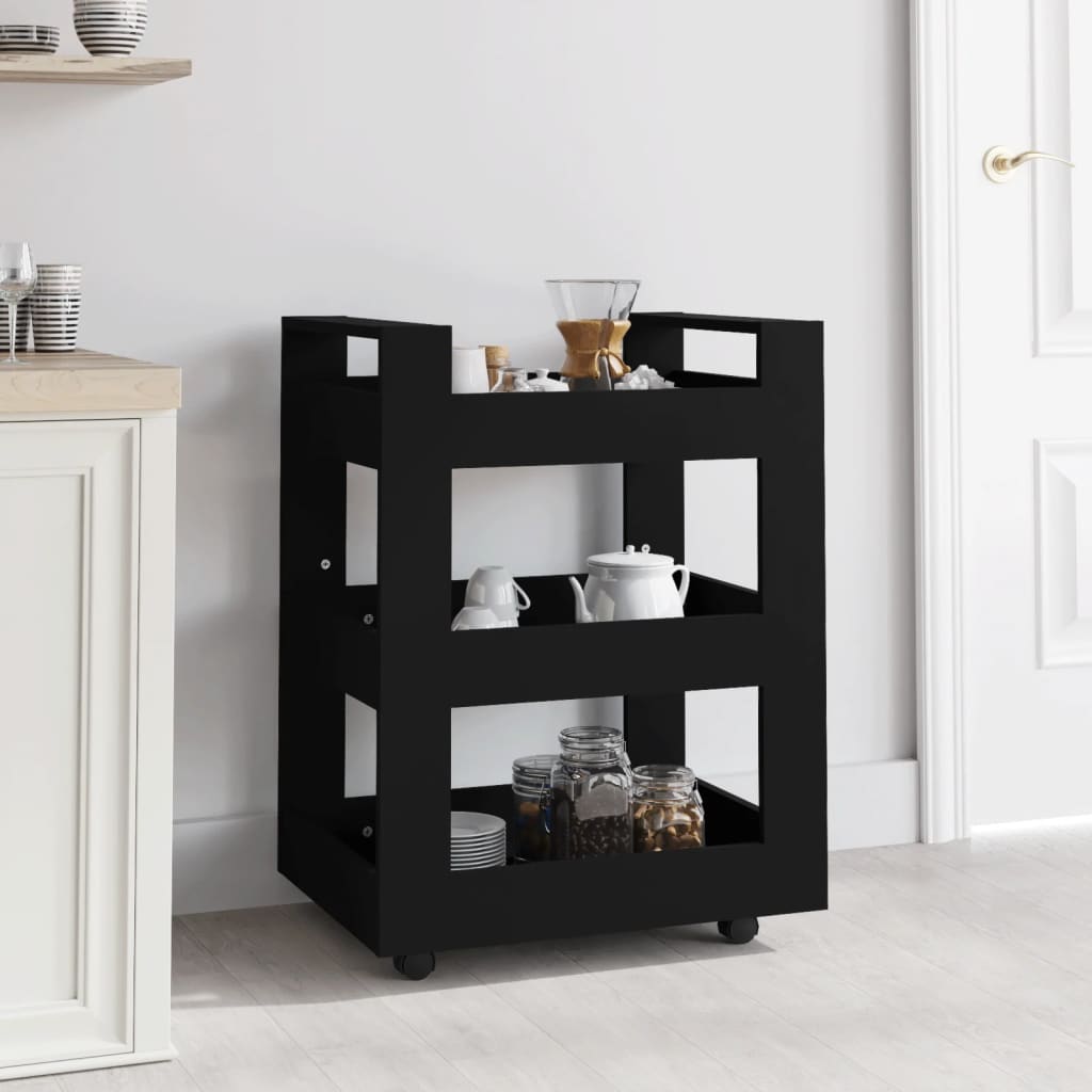 vidaXL Kuchynský vozík čierny 60x45x80 cm upravené drevo