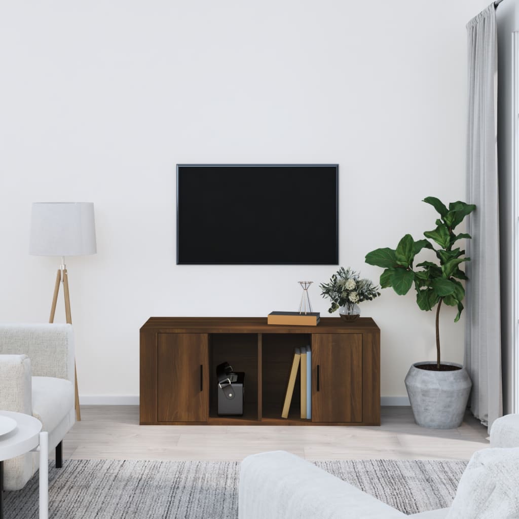 vidaXL TV skrinka hnedý dub 100x35x40 cm spracované drevo
