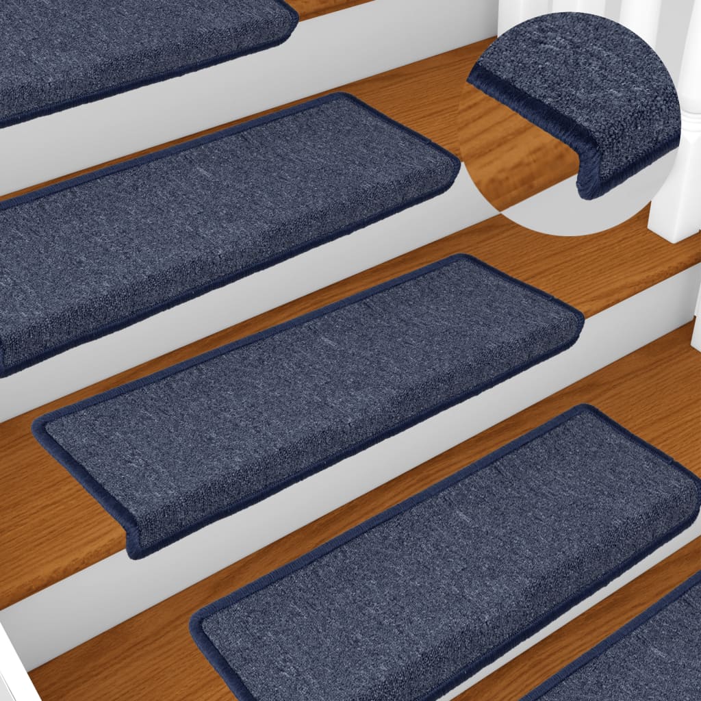 vidaXL Kobercové nášľapy na schody 15 ks 65x21x4 cm sivé a modré