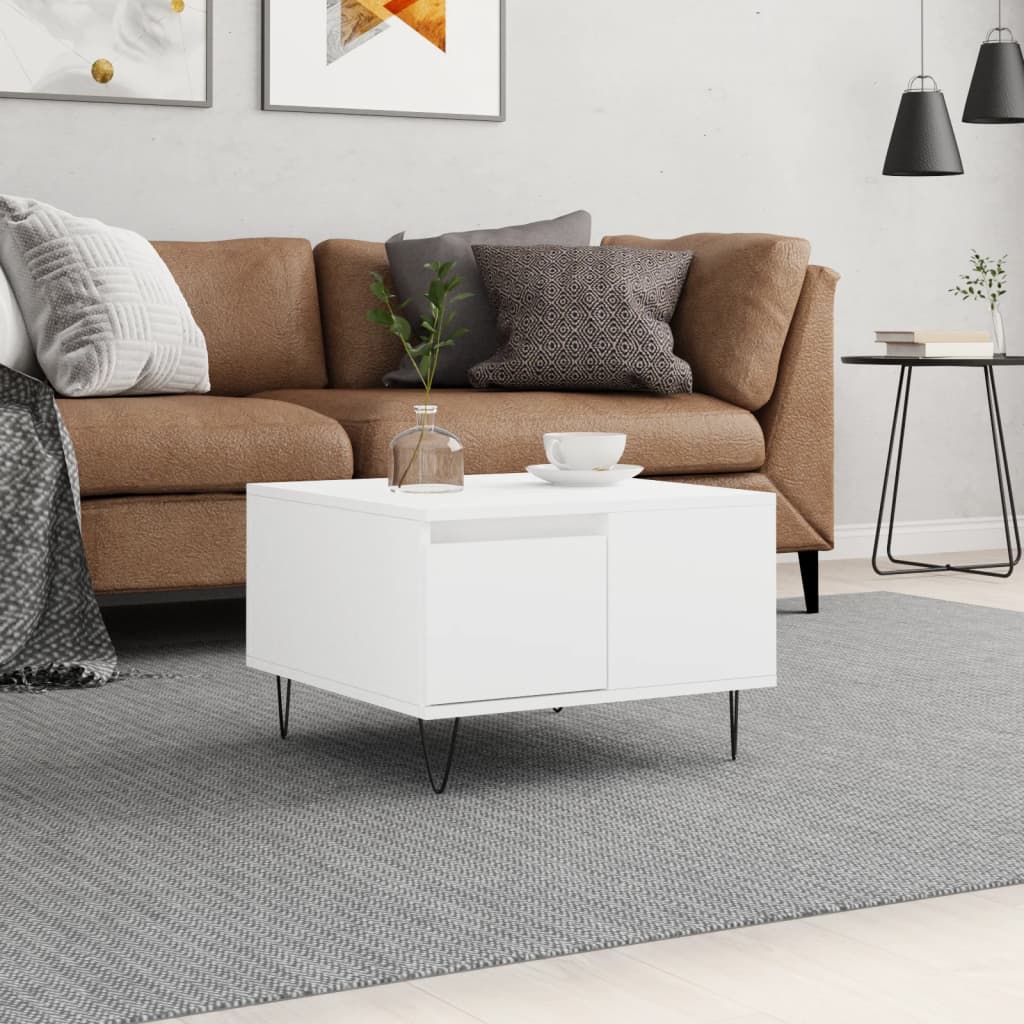 vidaXL Konferenčný stolík biely 55x55x36,5 cm spracované drevo