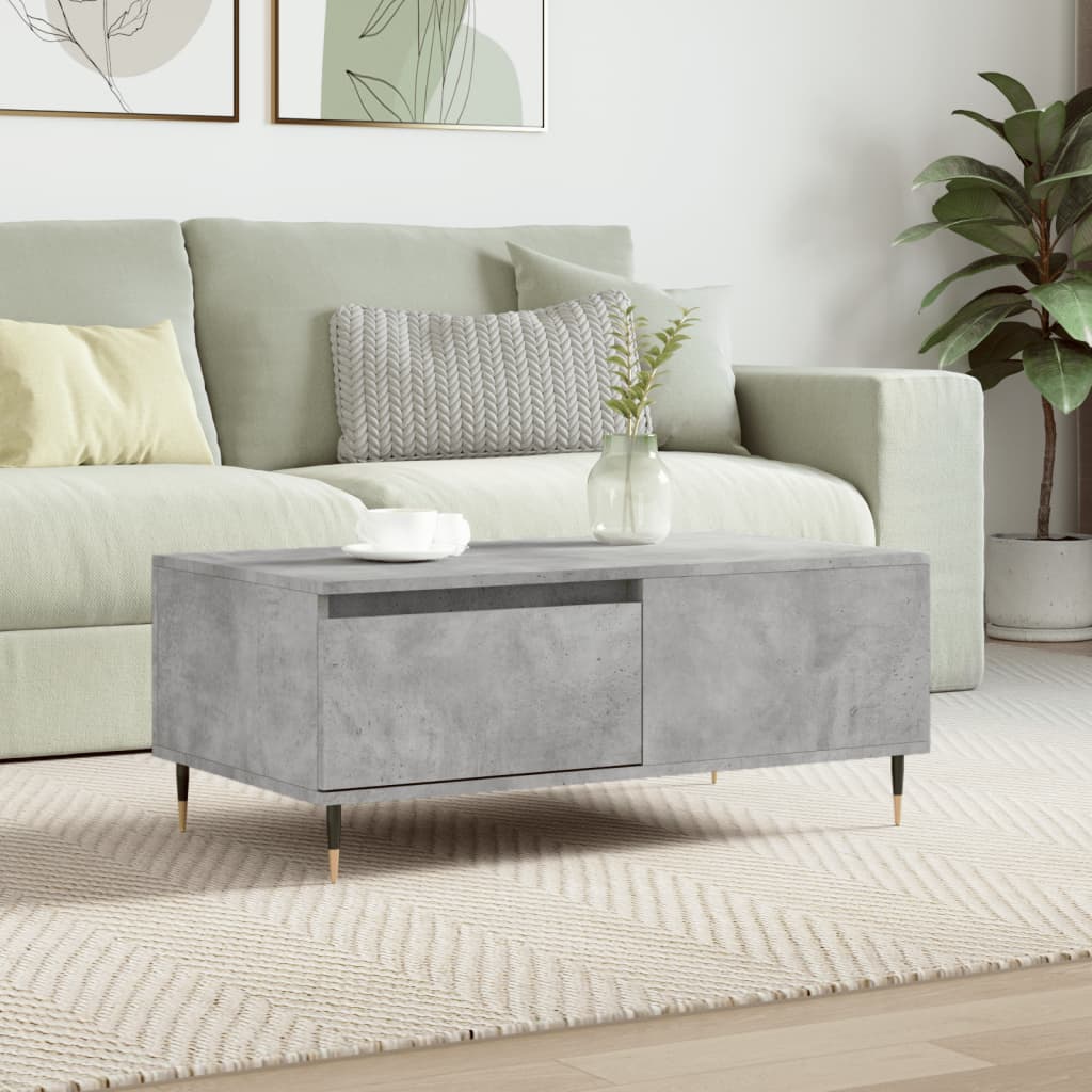 vidaXL Konferenčný stolík betónový sivý 90x50x36,5 cm spracované drevo