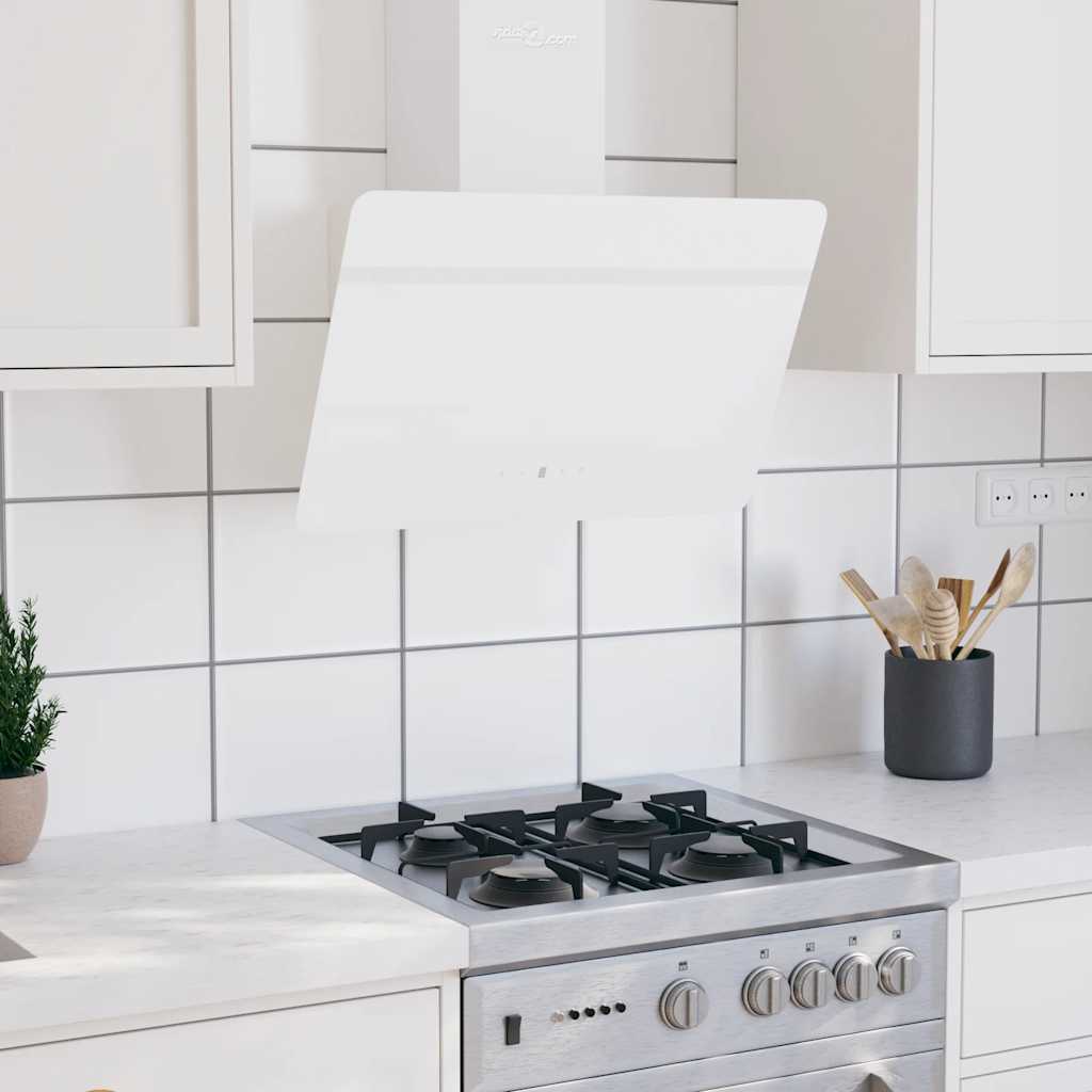 vidaXL Nástenný digestor 60 cm oceľ a tvrdené sklo biely