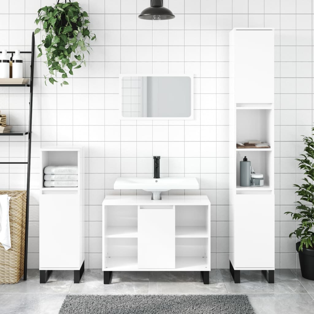 vidaXL Kúpeľňová skrinka lesklá biela 80x33x60 cm kompozitné drevo