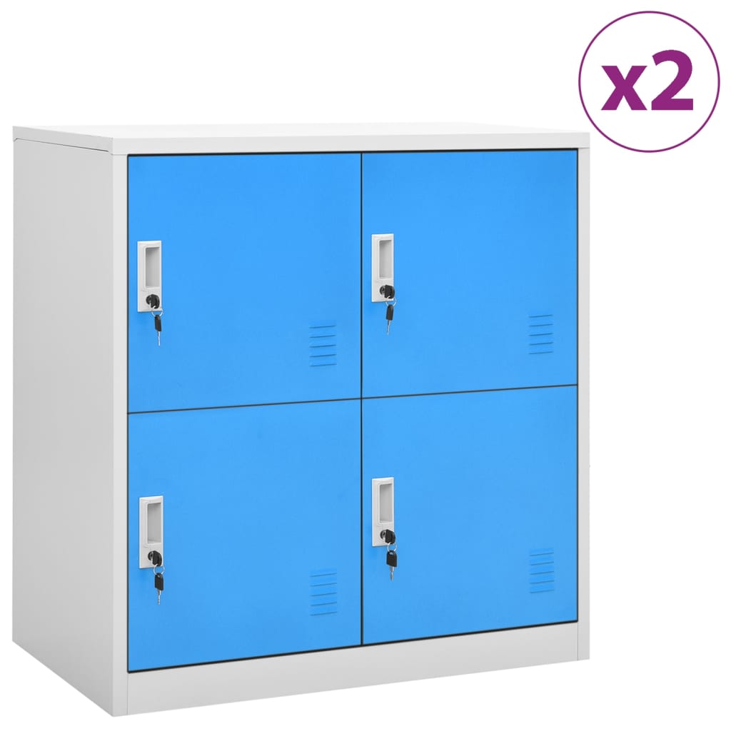 vidaXL Uzamykacie skrinky 2 ks bledosivé a modré 90x45x92,5 cm oceľové