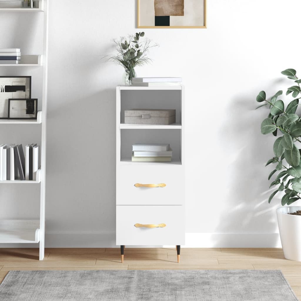 vidaXL Komoda lesklá biela 34,5x34x90 cm spracované drevo