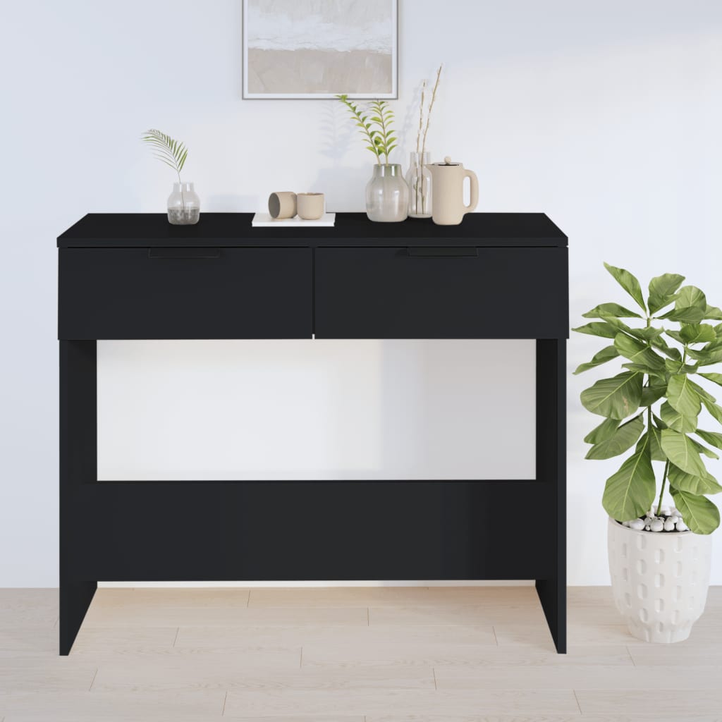 vidaXL Konzolový stolík čierny 90x36x75 cm kompozitné drevo