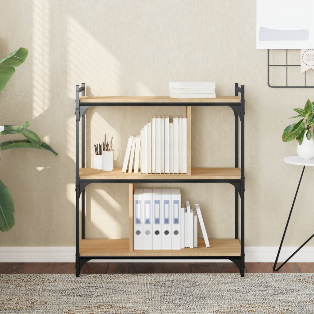 vidaXL Knižnica 3-poschodová dub sonoma 76x32x88 cm kompozitné drevo