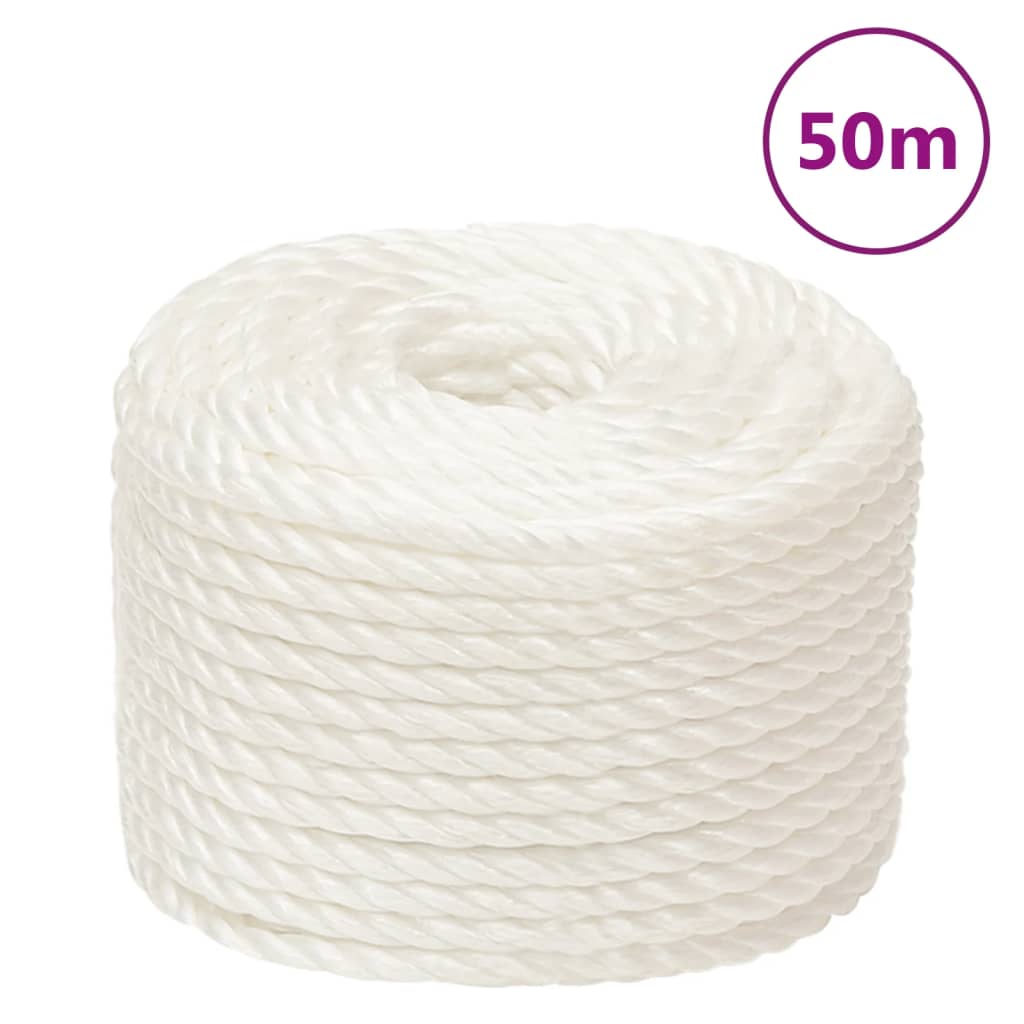 vidaXL Pracovné lano biele 24 mm 50 m polypropylén