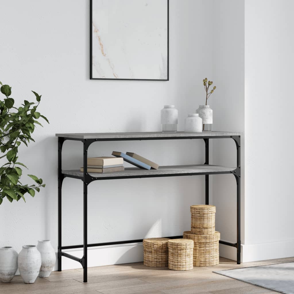 vidaXL Konzolový stolík sivý sonoma 100x35,5x75 cm kompozitné drevo