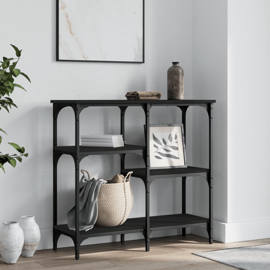 vidaXL Konzolový stolík čierny 80x29x75 cm kompozitné drevo