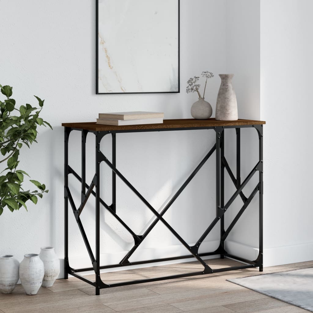 vidaXL Konzolový stolík hnedý dub 100x40x80 cm kompozitné drevo