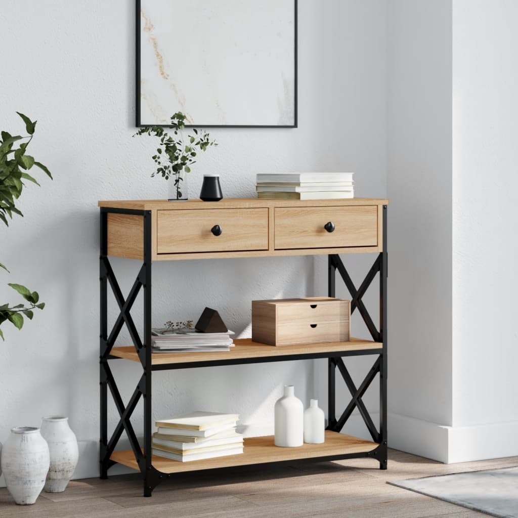 vidaXL Konzolový stolík dub sonoma 75x28x75 cm kompozitné drevo