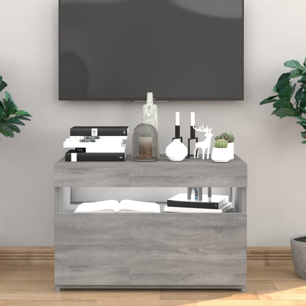vidaXL TV skrinka s LED, sivý dub sonoma 60x35x40 cm