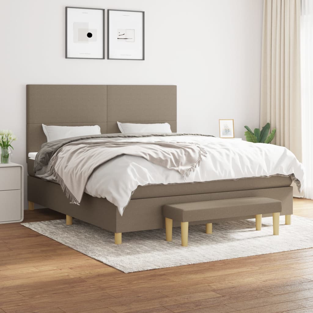 vidaXL Posteľný rám boxspring s matracom sivohned 160x200 cm látka