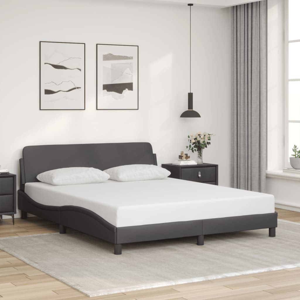 vidaXL Posteľný rám s čelom sivý 160x200 cm umelá koža