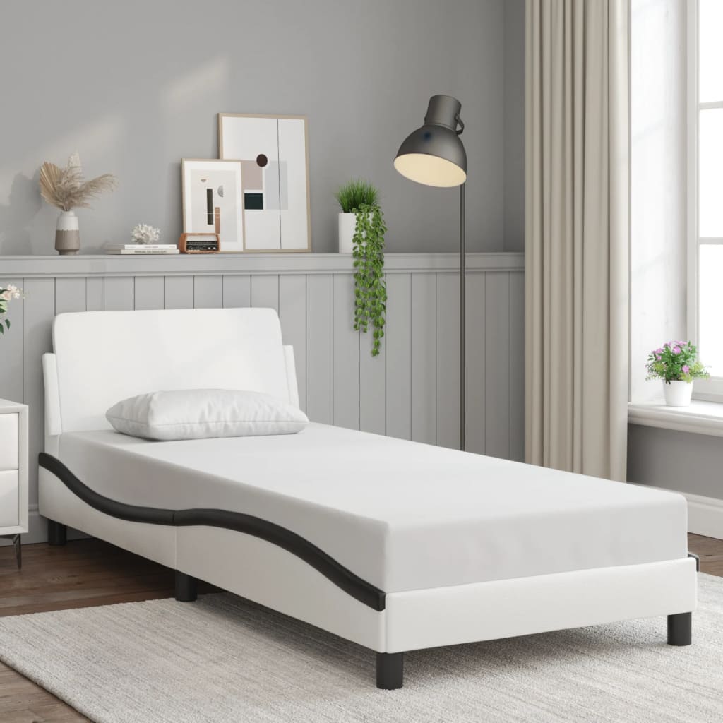 vidaXL Posteľný rám s čelom bielo-čierny 80x200 cm umelá koža